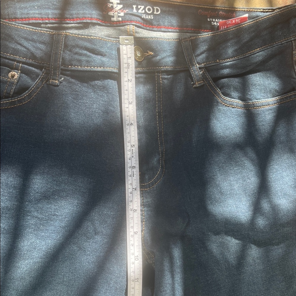 Izod Men's Straight Jeans - Blue 34x30 men new no tags - Picture 7 of 9